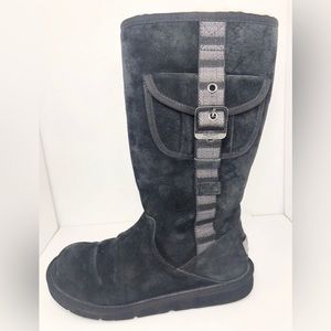 UGG Australia 1895 Retro Cargo Fur Lined Black Suede Winter Boots